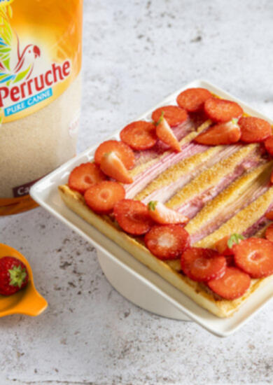 Strawberry and rhubarb tart