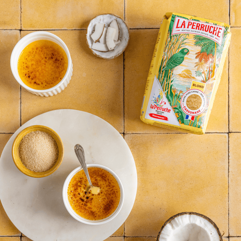 Crème brûlée lait de coco et passion