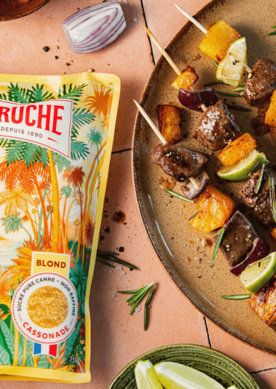 Brochettes canard et ananas caramélisé